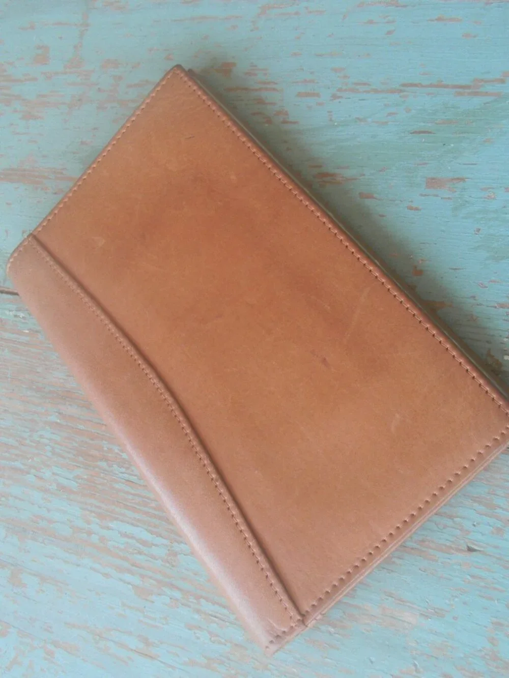 VINTAGE ST. DENNIS TAN LEATHER BUSINESS CARD ORGANIZER TRAVEL PHOTO 5